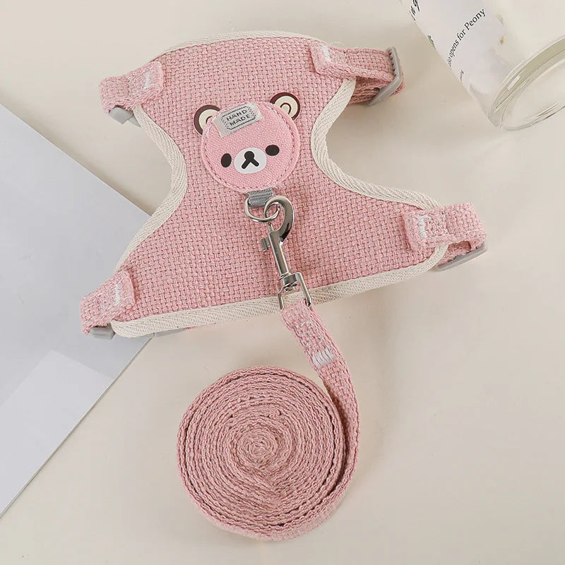 1/Set Puppy Dog Harness for Small Dogs Adjustable Dog Kitten Cat Harness and Leash Dog Leash Dog Cat Collar Dog Cat Accessories