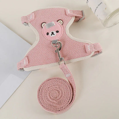 1/Set Puppy Dog Harness for Small Dogs Adjustable Dog Kitten Cat Harness and Leash Dog Leash Dog Cat Collar Dog Cat Accessories