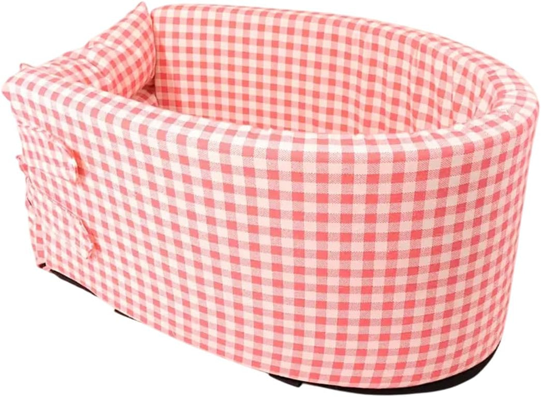 Pet Car Dog Kennel, Universal Dog & Cat Car Seat Cushion, Central Control Pet Bag for Travel, Comfortable and Secure Pet Outing Carrier (Pink, Coffee)