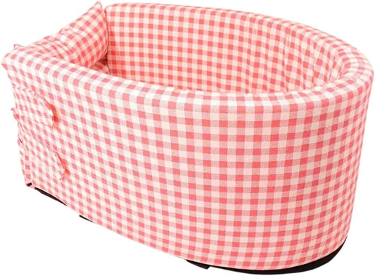 Pet Car Dog Kennel, Universal Dog & Cat Car Seat Cushion, Central Control Pet Bag for Travel, Comfortable and Secure Pet Outing Carrier (Pink, Coffee)