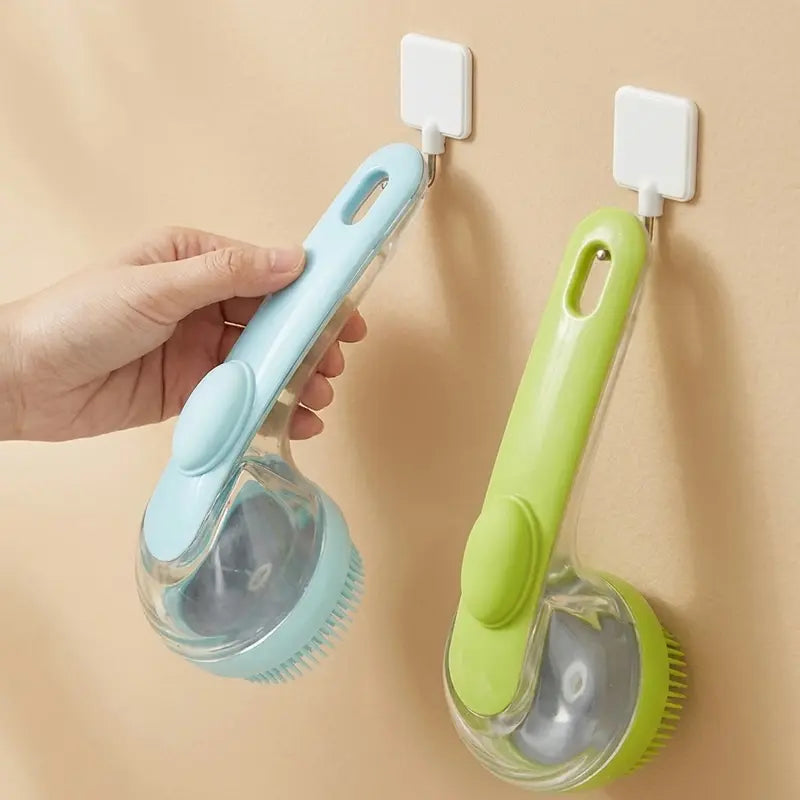 Universal 2-In-1 Pet Bath Brush - Ergo Grip, Plastic Body, Built-In Soap Dispenser, 8In×3In×4In Massage Aid, Reduces Shed While Washing, Boosts Blood Circulation for Dogs & Cats (Home Supplies)