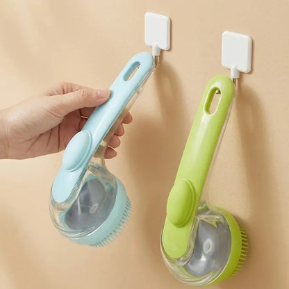 Universal 2-In-1 Pet Bath Brush - Ergo Grip, Plastic Body, Built-In Soap Dispenser, 8In×3In×4In Massage Aid, Reduces Shed While Washing, Boosts Blood Circulation for Dogs & Cats (Home Supplies)