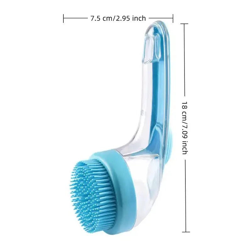 Universal 2-In-1 Pet Bath Brush - Ergo Grip, Plastic Body, Built-In Soap Dispenser, 8In×3In×4In Massage Aid, Reduces Shed While Washing, Boosts Blood Circulation for Dogs & Cats (Home Supplies)