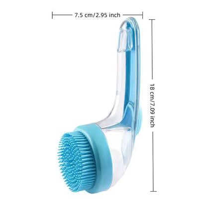 Universal 2-In-1 Pet Bath Brush - Ergo Grip, Plastic Body, Built-In Soap Dispenser, 8In×3In×4In Massage Aid, Reduces Shed While Washing, Boosts Blood Circulation for Dogs & Cats (Home Supplies)