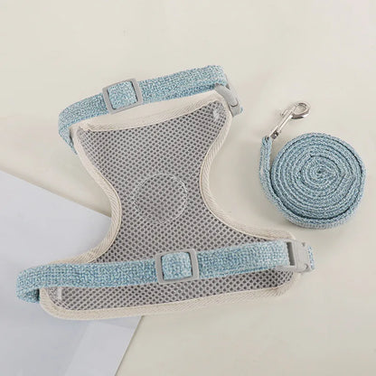 1/Set Puppy Dog Harness for Small Dogs Adjustable Dog Kitten Cat Harness and Leash Dog Leash Dog Cat Collar Dog Cat Accessories
