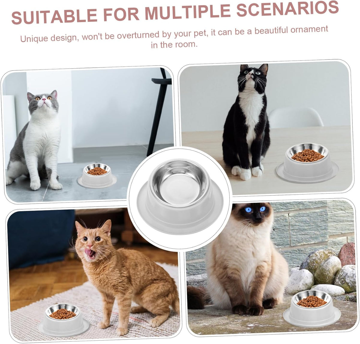 Unique Design Pet Bowl anti Ant Cat Feeder Stainless Steel Non-Slip Grey Pet Food Bowl Pet Feeding Bowl