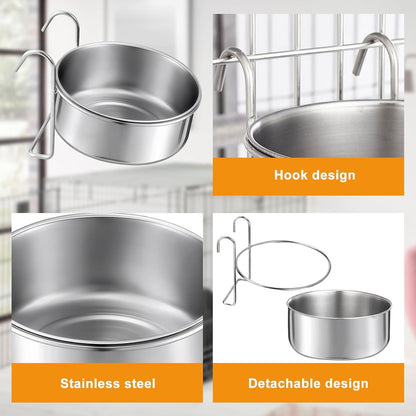 Pet Bowl, Hanging Pet Bowl Sturdy Durable Stainless, Steel Dog Bowls