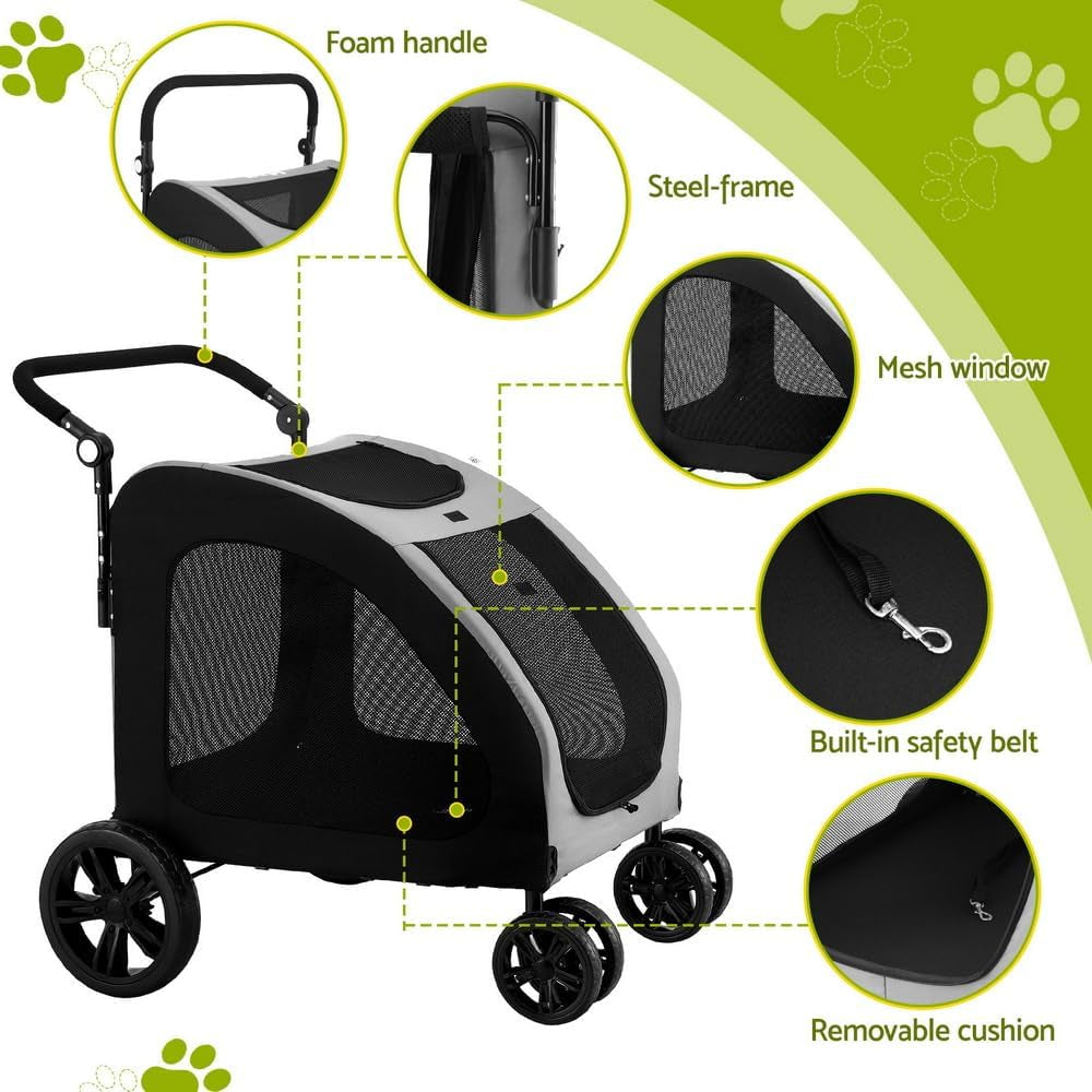 Pet Stroller, Dual Capacity Cat Dog Carrier Backpack Travel Strollers