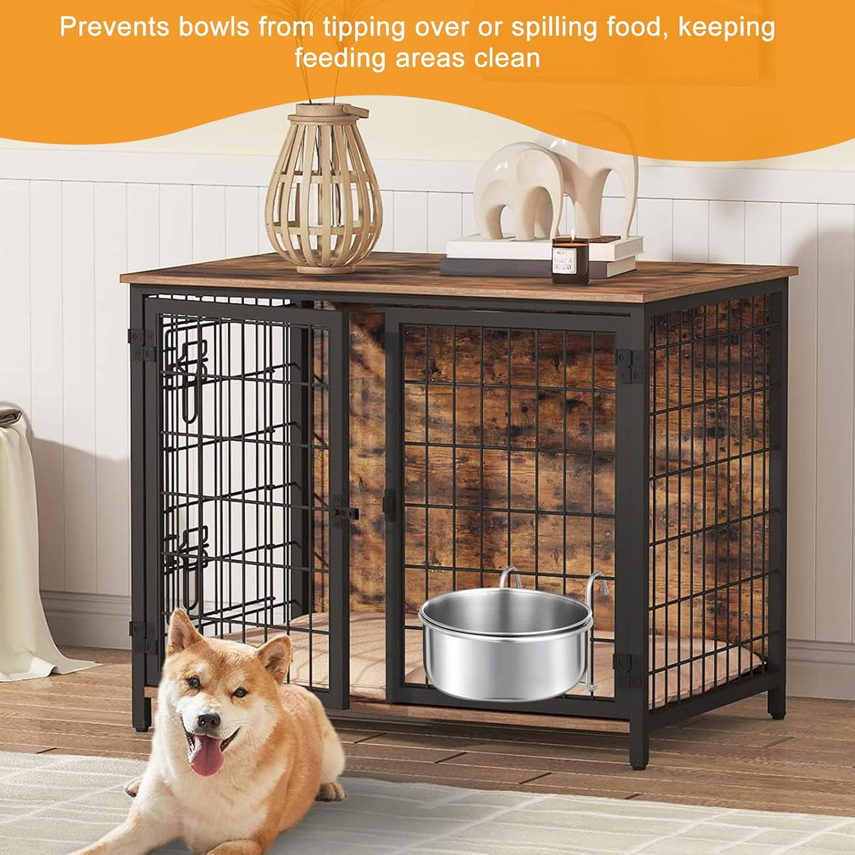 Pet Bowl, Hanging Pet Bowl Sturdy Durable Stainless, Steel Dog Bowls