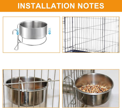 Pet Bowl, Hanging Pet Bowl Sturdy Durable Stainless, Steel Dog Bowls