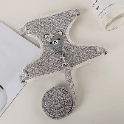 1/Set Puppy Dog Harness for Small Dogs Adjustable Dog Kitten Cat Harness and Leash Dog Leash Dog Cat Collar Dog Cat Accessories