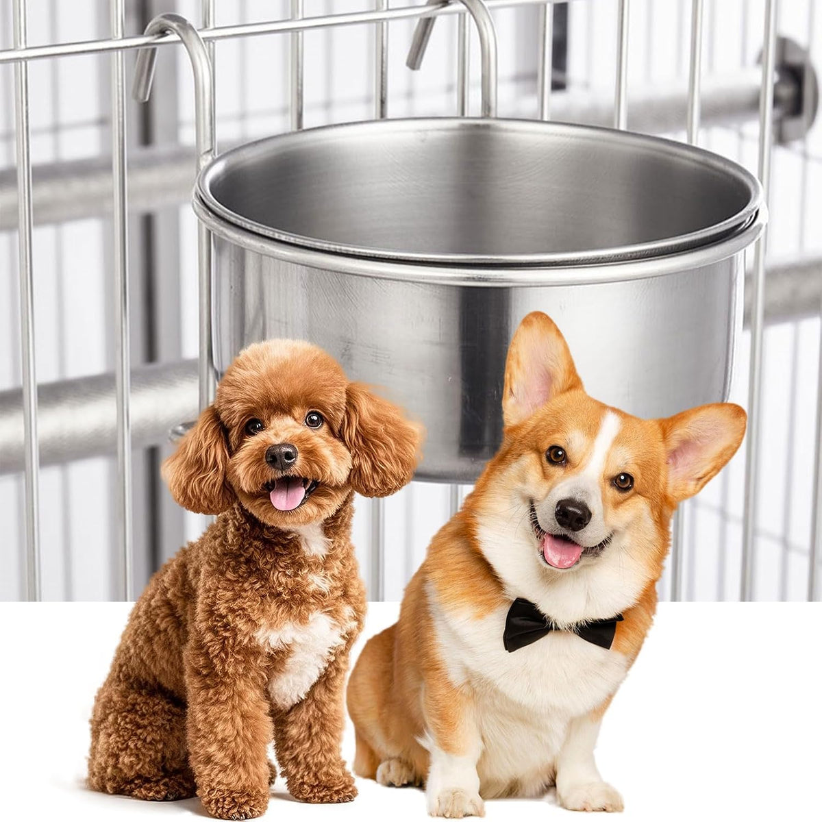 Pet Bowl, Hanging Pet Bowl Sturdy Durable Stainless, Steel Dog Bowls