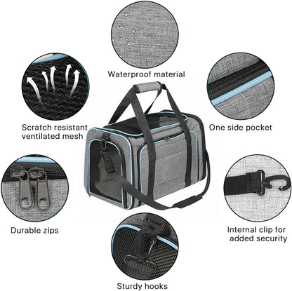 Expandable Pet Carrier, Airline Approved Pet Carrier, Pet Backpack Carrier,For Dog, Cat, Puppy, Kittens Travel Friendly with Comfortable Fleece Bed