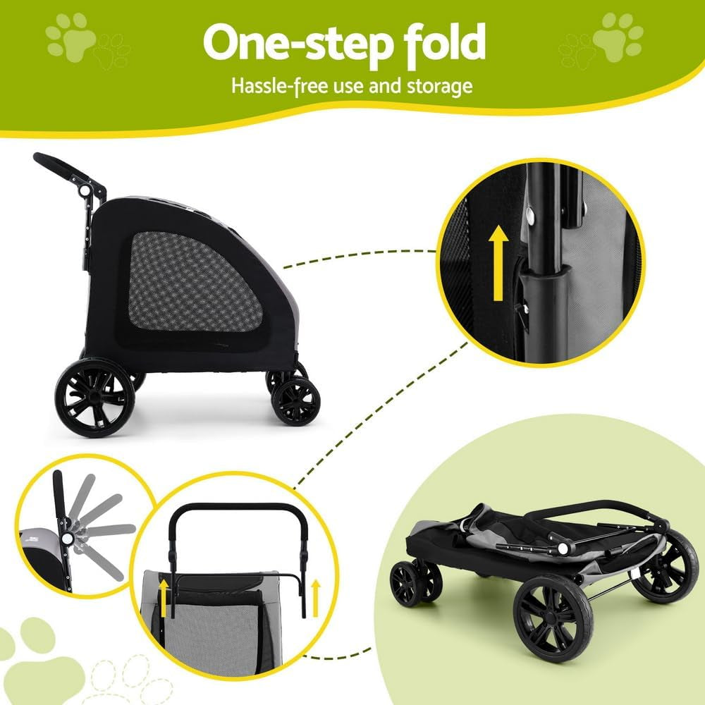 Pet Stroller, Dual Capacity Cat Dog Carrier Backpack Travel Strollers