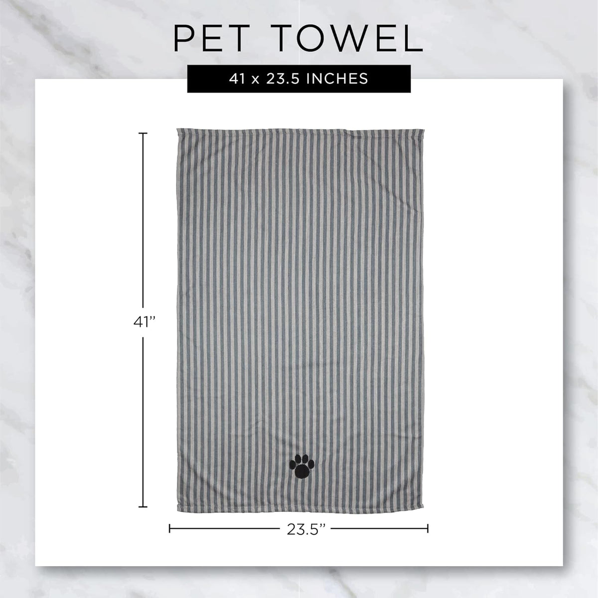 DII Microfiber Pet Bath Towel with Embroidered Paw Print, 44X27.5, Ultra-Absorbent & Machine Washable for Small, Medium, Large Dogs and Cats-Green