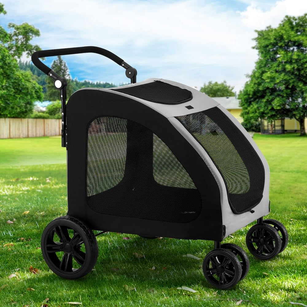 Pet Stroller, Dual Capacity Cat Dog Carrier Backpack Travel Strollers