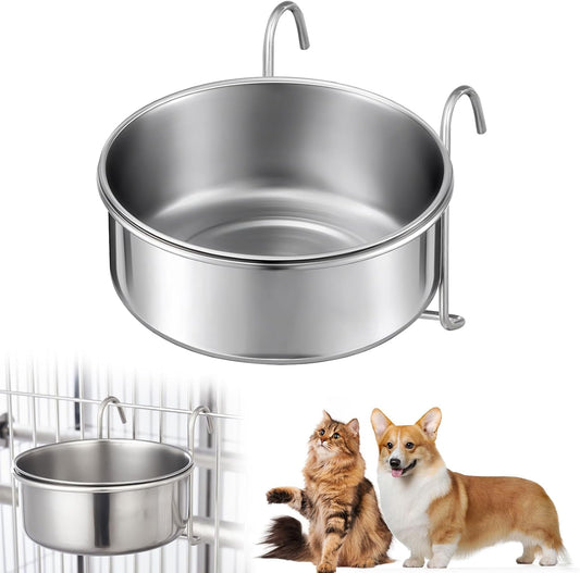 Pet Bowl, Hanging Pet Bowl Sturdy Durable Stainless, Steel Dog Bowls