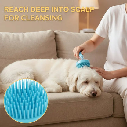 Universal 2-In-1 Pet Bath Brush - Ergo Grip, Plastic Body, Built-In Soap Dispenser, 8In×3In×4In Massage Aid, Reduces Shed While Washing, Boosts Blood Circulation for Dogs & Cats (Home Supplies)