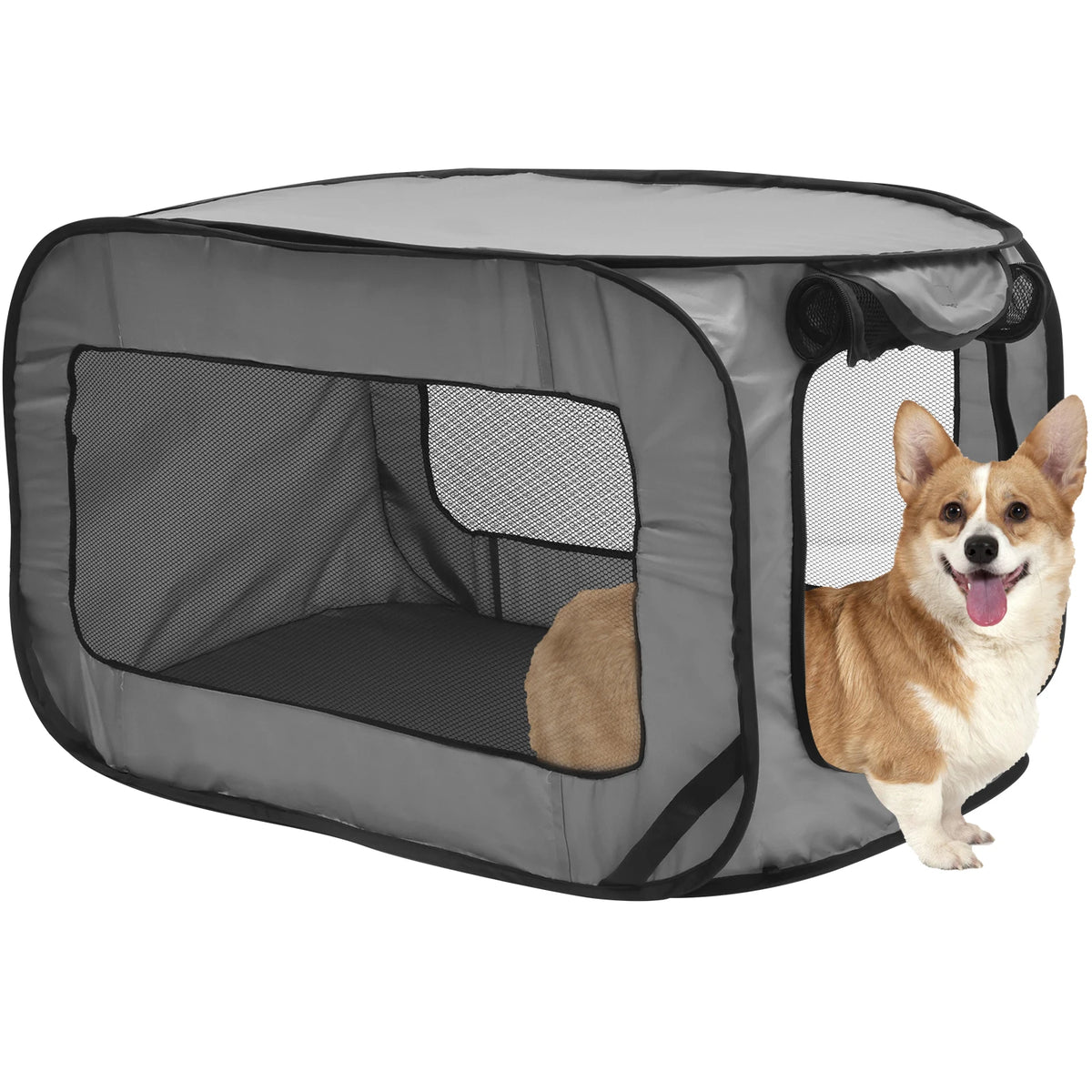 Dog Travel Crate Portable Pop up Dog Crate with Zipper Mesh Door Foldable Small Dog Seat Kennel for Indoor Outdoor Puppy Cat