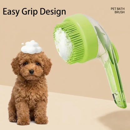 Universal 2-In-1 Pet Bath Brush - Ergo Grip, Plastic Body, Built-In Soap Dispenser, 8In×3In×4In Massage Aid, Reduces Shed While Washing, Boosts Blood Circulation for Dogs & Cats (Home Supplies)