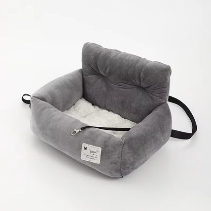 Gray Pet Car Seat for Dogs Cats, Comfortable & Secure Travel Pet Bed with Adjustable Straps, Soft Plush Pet Carrier Seat