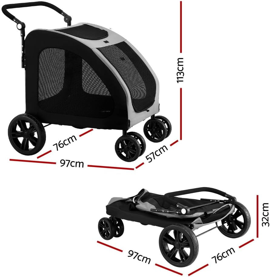 Pet Stroller, Dual Capacity Cat Dog Carrier Backpack Travel Strollers