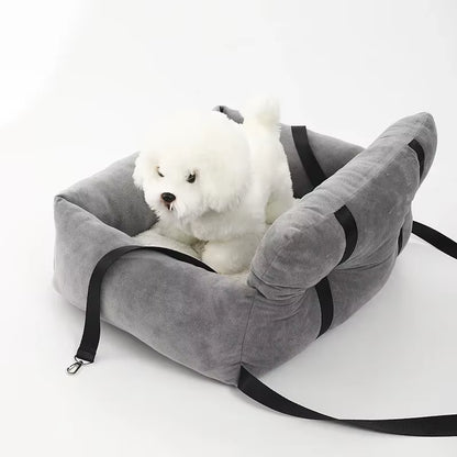 Gray Pet Car Seat for Dogs Cats, Comfortable & Secure Travel Pet Bed with Adjustable Straps, Soft Plush Pet Carrier Seat