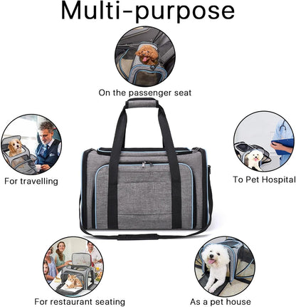 Expandable Pet Carrier, Airline Approved Pet Carrier, Pet Backpack Carrier,For Dog, Cat, Puppy, Kittens Travel Friendly with Comfortable Fleece Bed