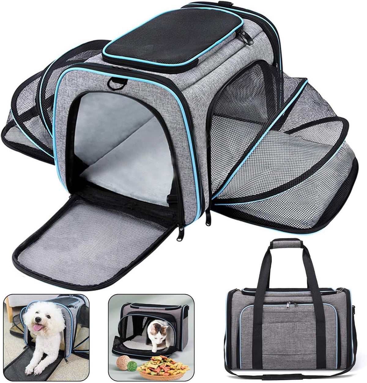 Expandable Pet Carrier, Airline Approved Pet Carrier, Pet Backpack Carrier,For Dog, Cat, Puppy, Kittens Travel Friendly with Comfortable Fleece Bed