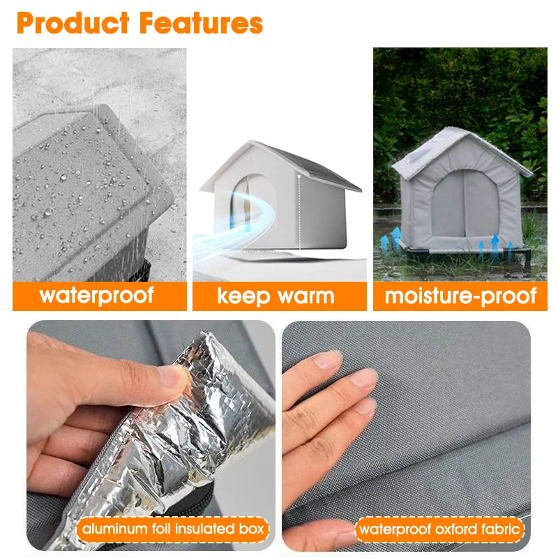 Waterproof Outdoor Pet House Thickened Cat Nest Four Seasons Universal Pet House Home Foldable Washable for Small Pet Supplies