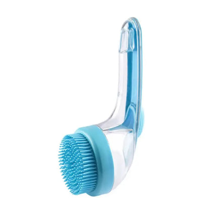 Universal 2-In-1 Pet Bath Brush - Ergo Grip, Plastic Body, Built-In Soap Dispenser, 8In×3In×4In Massage Aid, Reduces Shed While Washing, Boosts Blood Circulation for Dogs & Cats (Home Supplies)