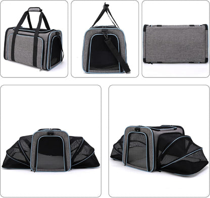 Expandable Pet Carrier, Airline Approved Pet Carrier, Pet Backpack Carrier,For Dog, Cat, Puppy, Kittens Travel Friendly with Comfortable Fleece Bed
