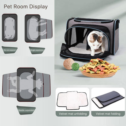 Expandable Pet Carrier, Airline Approved Pet Carrier, Pet Backpack Carrier,For Dog, Cat, Puppy, Kittens Travel Friendly with Comfortable Fleece Bed