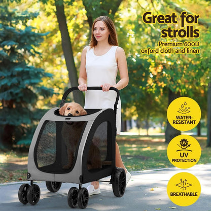 Pet Stroller, Dual Capacity Cat Dog Carrier Backpack Travel Strollers