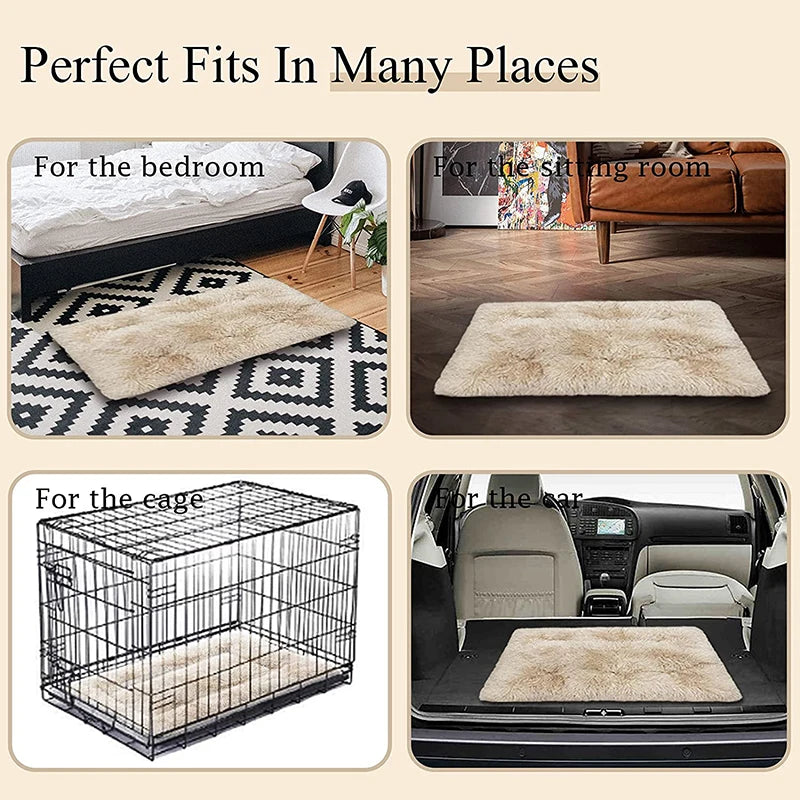 Fluffy Calming Dog Bed Washable Pet Mat Waterproof Anti-Slip Anti-Anxiety Pet Kennel for Large Medium Small Puppy Cats