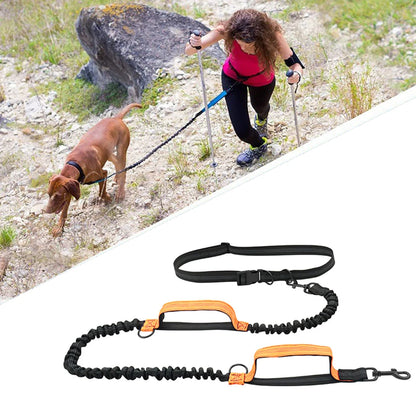 Retractable Hands Free Dog Leash for Running Double Handles Elastic Cord Reflective Large Dog Leash Pet Supplies